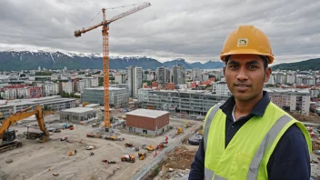 En sørasiatisk arbeider på en byggeplass i Norge.