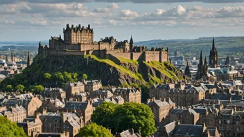 En panoramautsikt over Edinburgh, Skottland med slottet i bakgrunnen