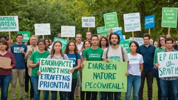 En gruppe mennesker som protesterer for å beskytte miljøet.