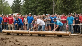 En tømmertrekking med et stort publikum