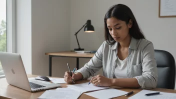 En person som skriver en rapport på laptoppen sin