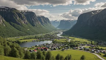 Et pittoreskt landskap av en norsk dal eller fjellkjede.