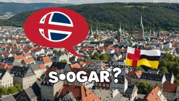 En person som uttrykker overraskelse med en bybakgrunn og flagg