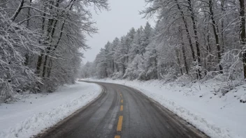 En vintervei med slapp snø.