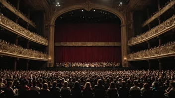 En teaterforestilling med et stort publikum og en stor scene