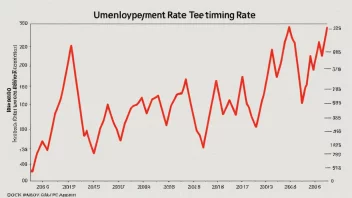 En graf som viser arbeidsledighetsraten over tid, med en rød linje som indikerer en økende trend.