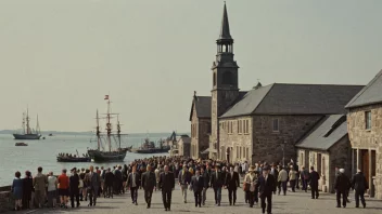 En sjømannskirke i en havneby, som fungerer som et møtested for sjøfolk og deres familier.