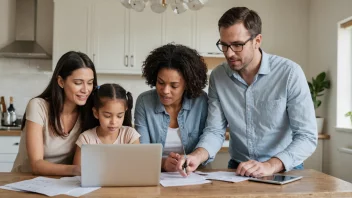 En familie planlegger budsjettet sitt sammen.