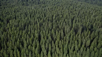 En skog med høye trær, hvor noen har blitt hogd for trevirke.