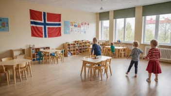 En barnehage med glade barn som leker, symboliserer støtten som barnehavetilskudd gir.