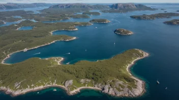 En naturskjønn utsikt over Trænas øyene i Norge