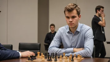 En person med etternavnet Carlsen, kanskje Magnus Carlsen, som sitter ved et sjakkbrett og tenker på sitt neste trekk