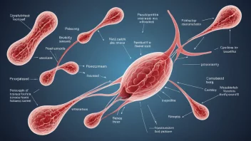 En illustrasjon av prosessen med sædproduksjon i menneskekroppen, inkludert testiklene, epididymis, vas deferens og prostata.