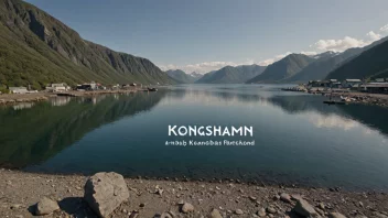 En malerisk havnscene med et skilt som indikerer navnet 'Kongshamns'.