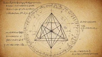 En illustrasjon av en geometrisk form med matematiske formler og ligninger i bakgrunnen, som representerer de fundamentale prinsippene i matematikken.