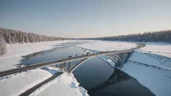 En isbru i et kaldt klima, som gir tilgang over en frossen innsjø eller elv.