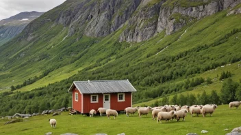 En liten, koselig gjeterhytte i norske fjell.