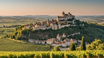 Aquitaine-regionen i Frankrike, kjent for sine viner, mattradisjoner og kulturelle arv.