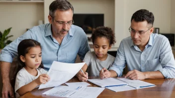 En familie som diskuterer sine finanser og budsjett.