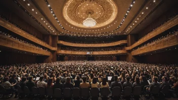 Et konserthus fylt med mennesker som nyter en klassisk musikkforestilling.