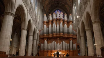 En person som spiller på et pipeorgel i en stor katedral