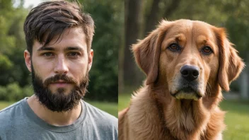 En person og en hund med skjeggformede trekk