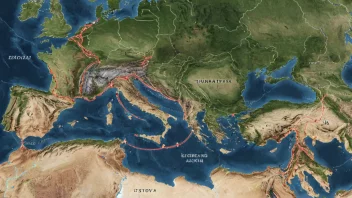 Et kart som viser transittlandene mellom Europa og Asia.