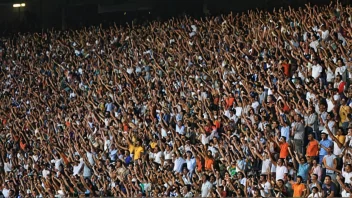 En spennende finalekamp i et fullsatt stadion med begeistrede tilhengere som heier på laget sitt.