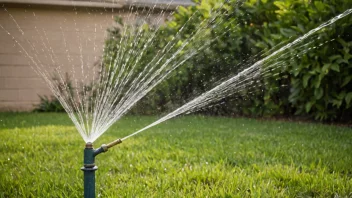 Et bilde av et gammelt sprinkleranlegg med metall-sprinklere og en hageslange