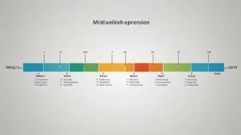 En tidslinje med en fremhevet midtseksjon, som representerer en midtperiode.