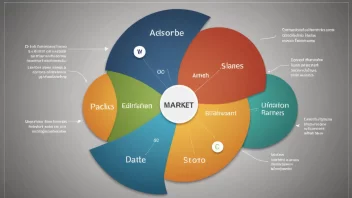 Et markedsandel-diagram med seksjoner delt mellom ulike selskaper.