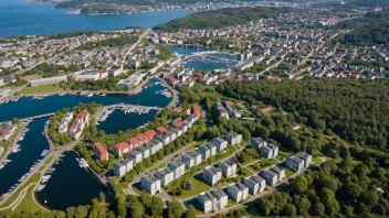 Flyfoto av Skøyen, et boligområde i Oslo.