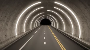 Et bilde som viser ulike tunnel design alternativer, med forskjellige valg for tunnelkonstruksjon og ruteplanlegging.