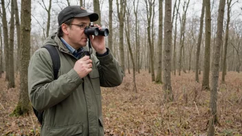 En ornitolog studerer fugler i deres naturlige habitat.