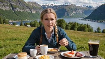 En person som nyter en tradisjonell norsk måltid.