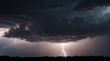 En kraftig lynsjå i en stormfull himmel.