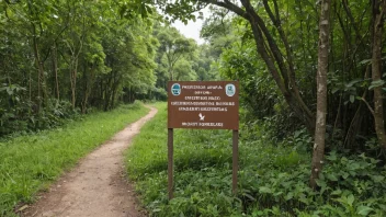 Et beskyttet område med en skilt som indikerer dets status som naturreservat.