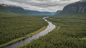 Et fredelig og urørt naturlandskap i Norge, som viser landets rike utmarksressurser.