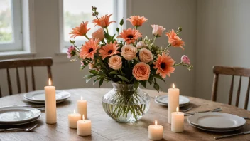 Et vakkert blomsterarrangement på et bord.