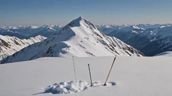 Et snødekt fjell med en målestokk i snøen.