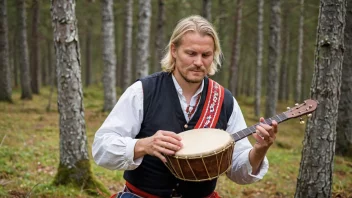 En tradisjonell norsk banjerne som spilles av en musiker.