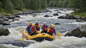 En gruppe mennesker i en raft som navigerer gjennom en tøff elv i Norge.