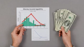En person som holder en skål med penger og en graf som viser en nedgang i inntektsulikhet.