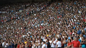 Et foto av et stadion med en fullpakket tribune, hvor en bestemt plass eller område er reservert for tilskuere.