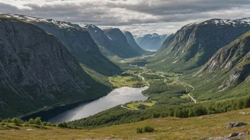 Et malerisk landskap av Gaular-området i Norge.