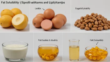 Et bilde som viser den molekylære strukturen til fettløselige vitaminer og lipider, med en bakgrunn av et laboratorium.