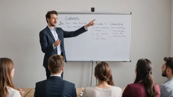 En person i en lederrolle gir instruksjoner til et team mennesker på arbeidsplassen