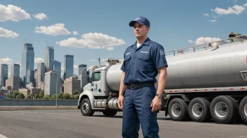 En tankbilsjåfør i uniform, stående ved siden av en tankbil.