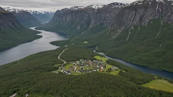 En naturskjønn bygd i fjellene i Norge