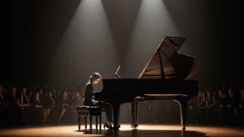 En pianist som spiller på en stor piano på scenen